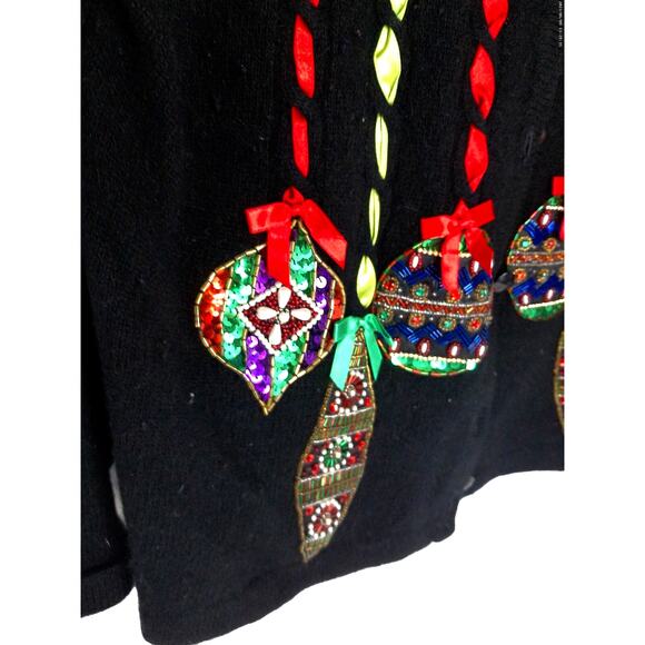 Vintage Design Options Christmas Cardigan Sweater Size Medium - Picture 5 of 11